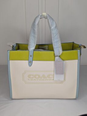 Coach Field tote 30, Colorblock with coach badge, Chalk Multi, NWT